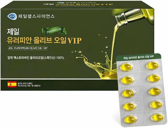 제일헬스사이언스 올리브 오일 캡슐 VIP 스페인산 지중해 엑스트라버진, 1박스, 180정 - 쿠팡