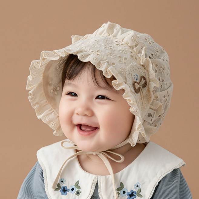 몽실이 아일렛 레이스 베이비 보넷 봄 여름 가을 유아 여아 모자 나들이