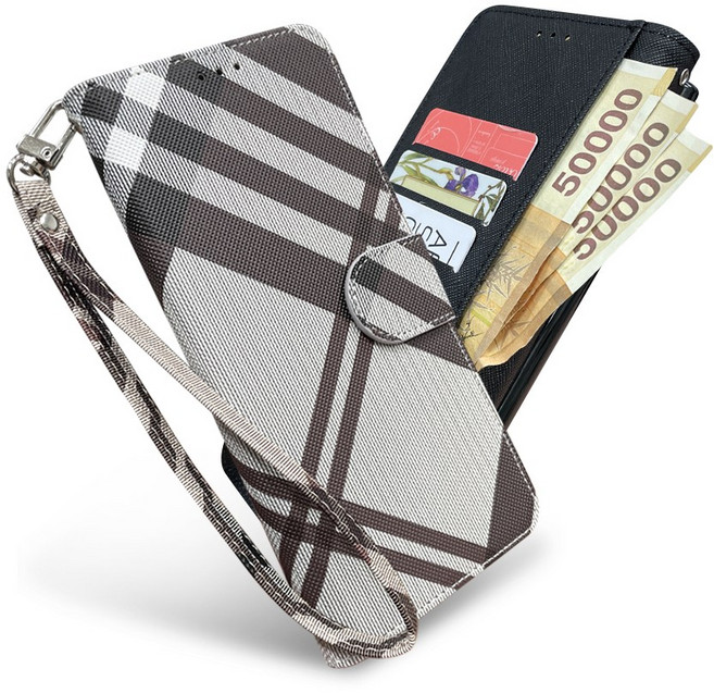 버킨체크 손목줄 스트랩 지갑형 수첩형 다이어리 휴대폰케이스