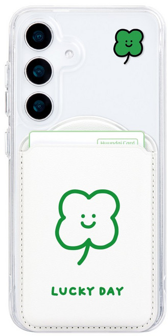 3배 강력 클로버 데이 컬러가죽 카드수납 맥세이프 젤하드 케이스