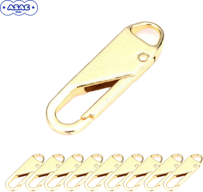 S자형 단방향 셀프 수선 클립 지퍼 고리 아삭스퀘어, 10개, 골드
