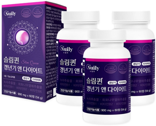 슬림퀸 갱년기 앤 다이어트 회화나무열매추출 녹차추출물 비타민3종 이너뷰티, 3개, 60정