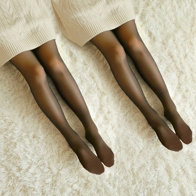 [시즌오프 1+1] 여성 융털기모 유발 스타킹 겨울 레깅스 블랙/ 착시 스킨 200데니아