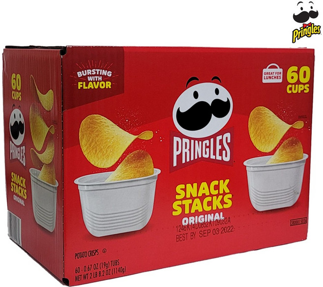 박스 겉포장 + 미국 프링글스 미니 오리지널 감자칩 19g X 60개입 + 박스 겉포장, 1개, 용기/통, 1.14kg