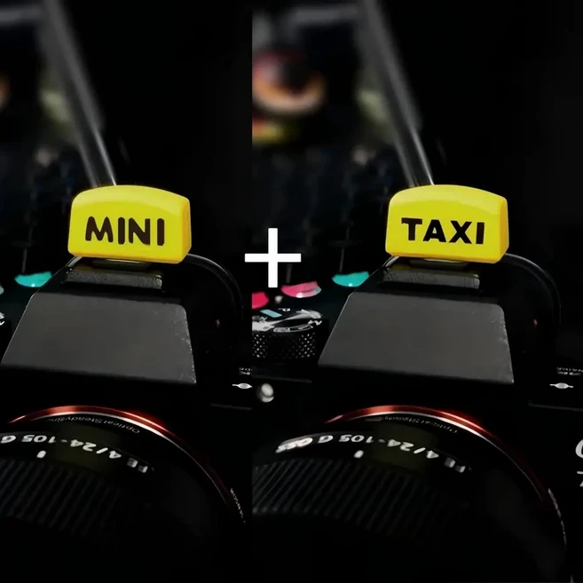귀여운 택시 디자인의 유니버설 핫슈 커버 (라이카 Q2 후지 X100V X-T5 소니 ZV-1 캐논 EOS Z5 카메라 액세, 01 AB