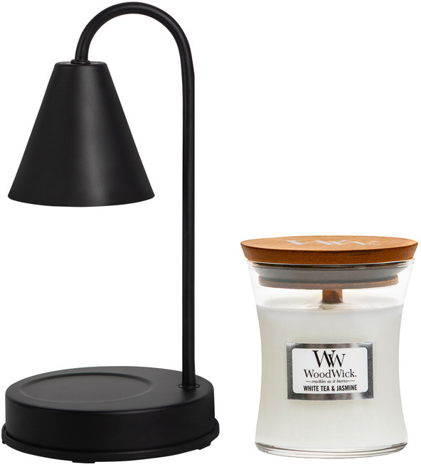 우드윅 향초 미니 루시 캔들워머 세트 (국내산 밝기조절), 02 화이트, 02 블랙 체리