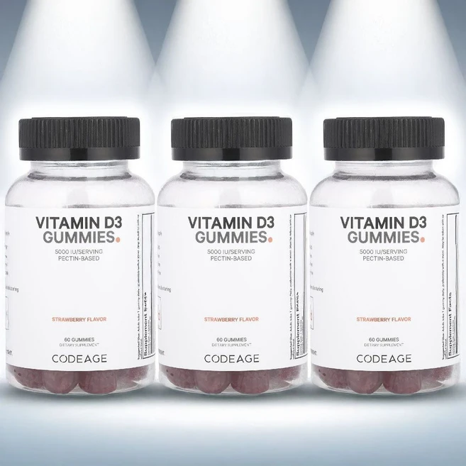 코드에이지 비타민 D3 5000IU 콜레칼시페롤 디3 효능 젤리 구미 60개 3병 - 쿠팡