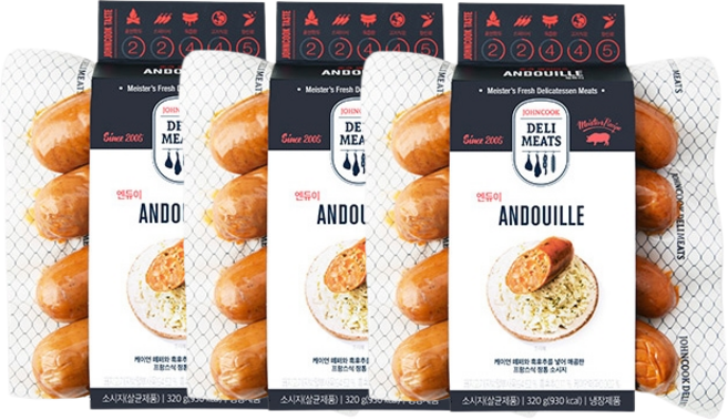 존쿡델리미트 매콤 후추 엔듀이 소시지 320g x 3개