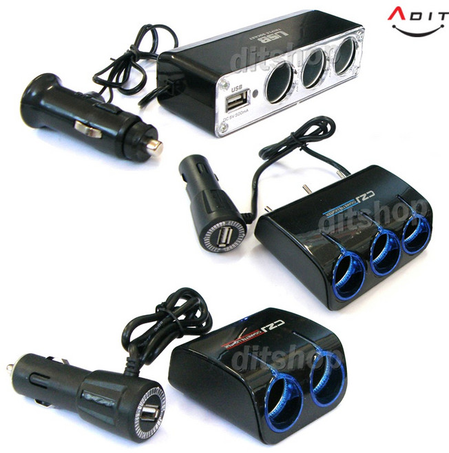 ADIT 차량 LED 시거잭 소켓 USB 멀티 시거 2구 3구 충전기 유선멀티충전기 시거멀티소켓 스위치, 1개