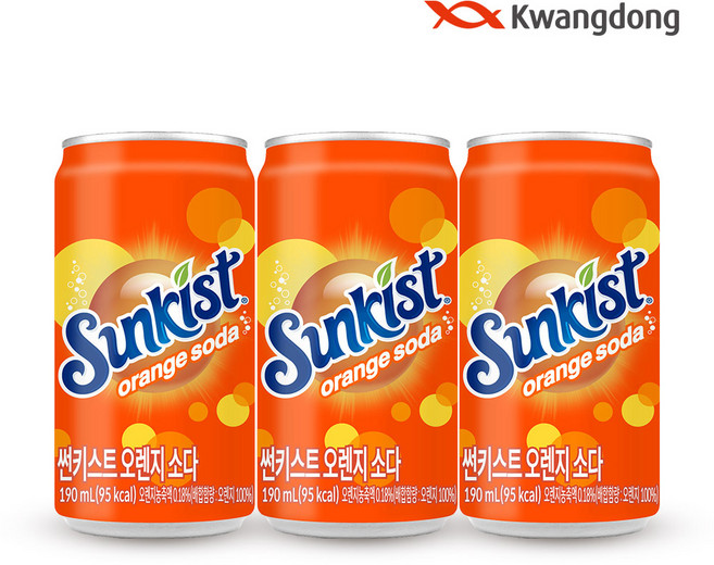 썬키스트 오렌지 소다 탄산음료, 190ml, 30개