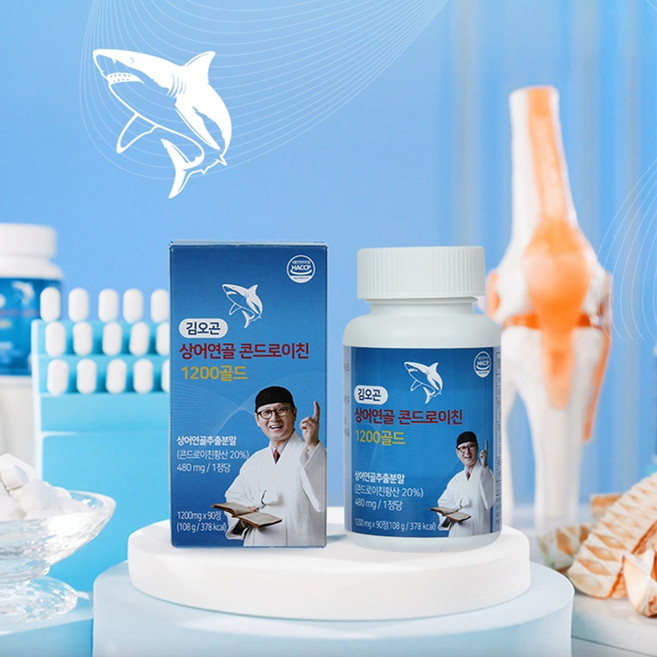 [씨엔쇼핑_TV홈쇼핑] 김오곤 상어연골 콘드로이친 1200골드 9개월분, 1세트, 270정