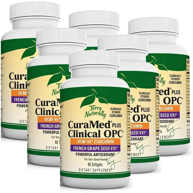 테리 내추럴리 큐라메드 플러스 클리니컬 OPC 소프트젤 Terry Naturally CuraMed Plus Clinical OPC, 6개, 60정 - 쿠팡