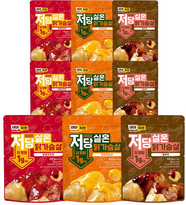 네네치킨 네꼬닭 저당 실온 닭가슴살 3종, 12개, 120g