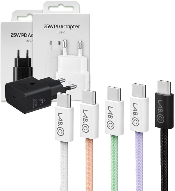 삼성 정품 C타입 초고속 충전기 25W (2M 케이블 포함) PD PPS GaN, 1개, 블랙(2M케이블 민트 포함)