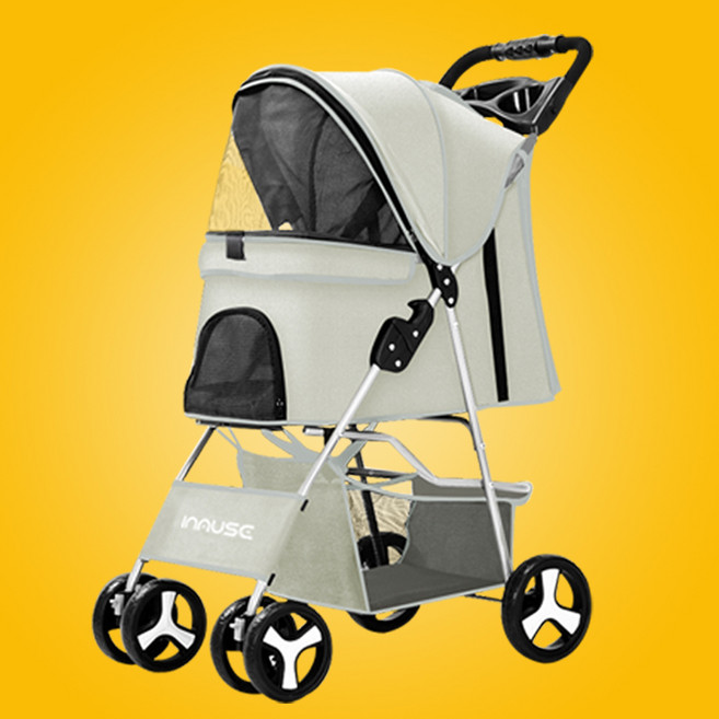 인뮤즈 강아지유모차 일체형 애견유모차 간편한 버튼형개폐 경량, 그레이