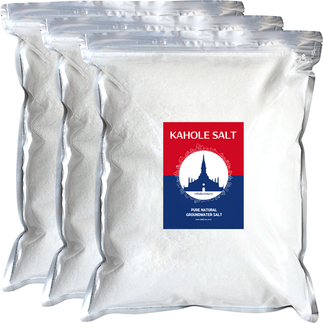카홀 KAHOLE 라오스 지하 암반수 추출 청정 천연 소금 중간 입자 15kg, 3개, 5kg