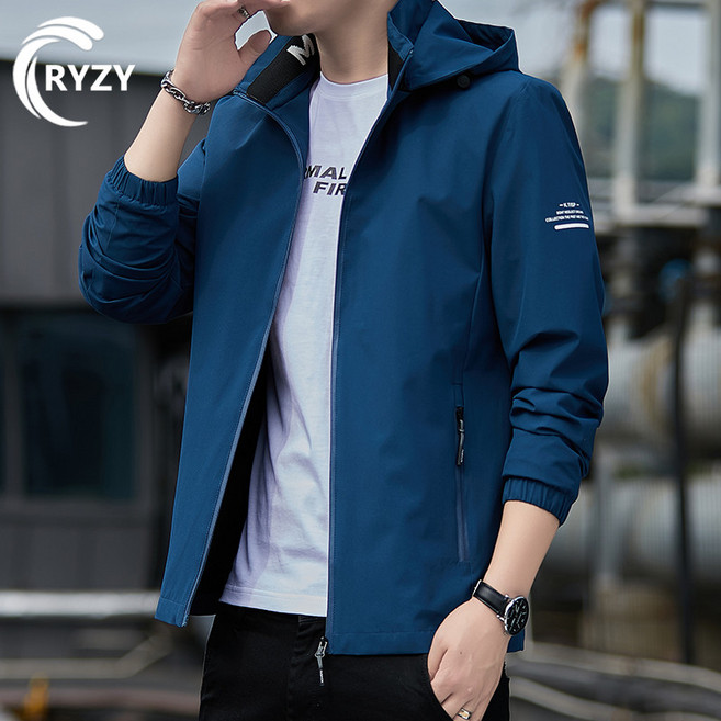RYZY 男士休閒外套 防風薄款連帽夾克