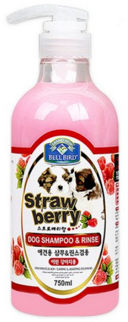 벨버드 스트로베리 반려견 샴푸 & 린스 겸용, 750ml, 1개입, 1개