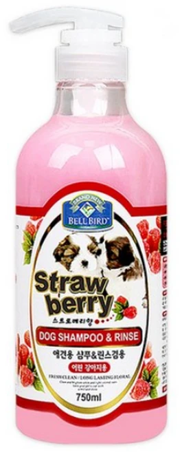 벨버드 스트로베리 반려견 샴푸 & 린스 겸용, 750ml, 1개입, 2개 - 쿠팡