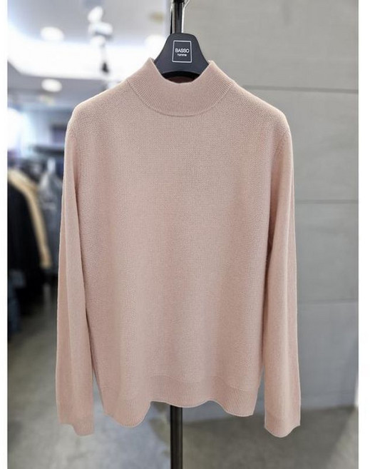 바쏘옴므 남자 반목 니트 핑크 100% 반폴라 터틀넥 WSATZ4WN17A 387730