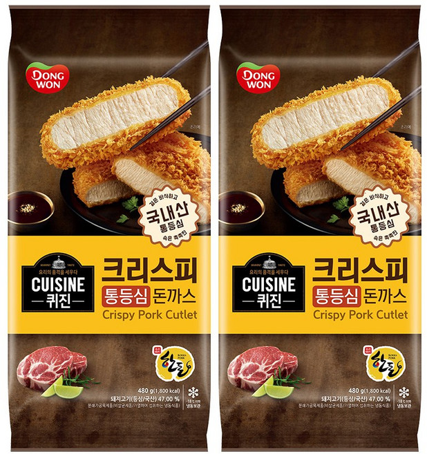 동원 퀴진 크리스피 돈까스(통등심) 480g, 2개