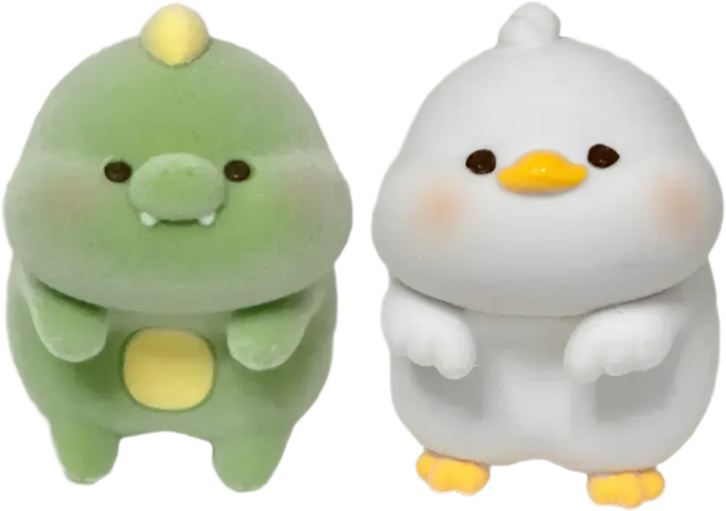 럭키데코 보들보들 귀여운 자동차 피규어, 1세트, 공룡+오리