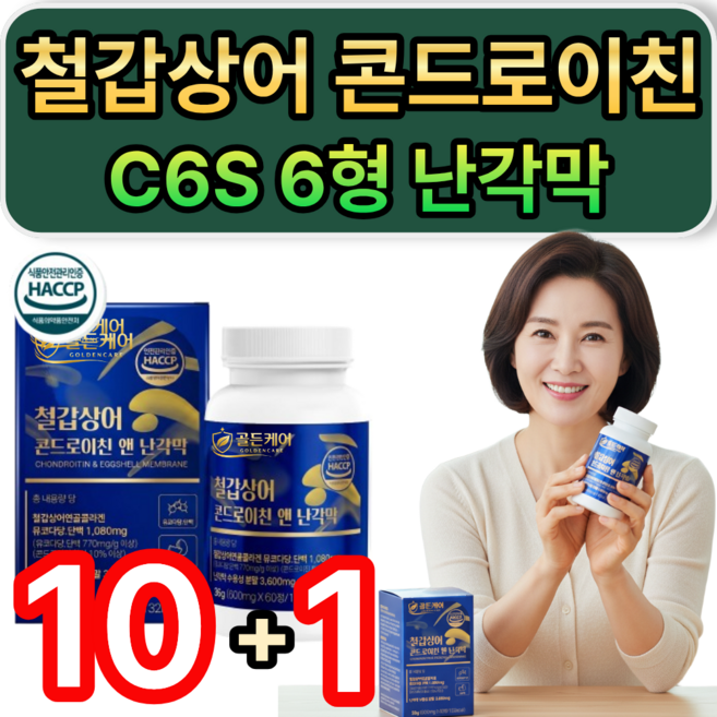 [당일출고] 난각막 콘드로이친 철갑상어 뮤코다당단백 상어연골 콜라겐 C6S 6형 DEM / 10개구매시 포사인 콘드로이친 1200 돼지연골 유래 증정, 10개, 60정
