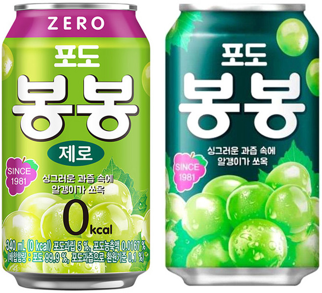 포도봉봉 오리지널 제로 340ml 12개씩 24캔