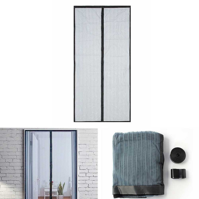 현관 출입문 모기차단 자석 방충망 중문 방문 해충방지 모기장 120x210cm 그레이