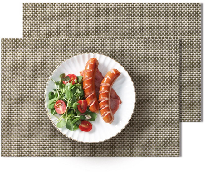 라벨르 PVC 방수 플레이팅 테이블 식탁 매트 2P, 1세트, 45.5 x 30 cm, 실버밤부