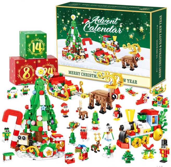 KC인증 크리스마스 어드벤트 캘린더 어린이 블럭 성탄절선물 장난감 달력 2026, 24개, A타입