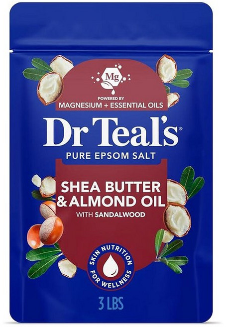 Dr Teal's 순수 엡섬 소금 시어 버터 및 아몬드가 함유된 소금 소크 1.4kg(3파운드), 48 Ounce (Pack of 1)
