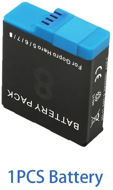 GoPro Hero 8 7 6 5용 1680mAh 리튬 이온 배터리 팩 충전식 모션 카메라 보관, 01 1PCS Battery