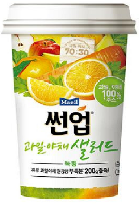 썬업 과일야채 샐러드 녹황, 5개, 190ml