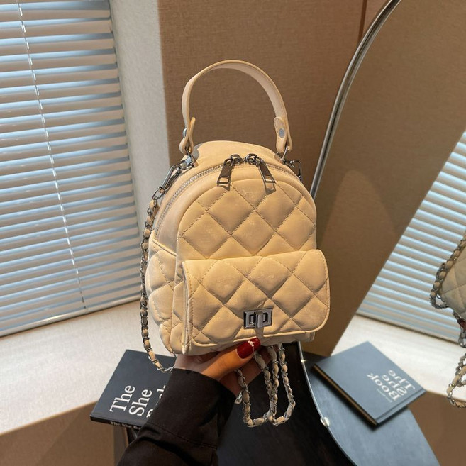艾米兔 女包 日常百搭 簡約質感 純色 通勤手提雙肩包, 陶瓷白無掛件