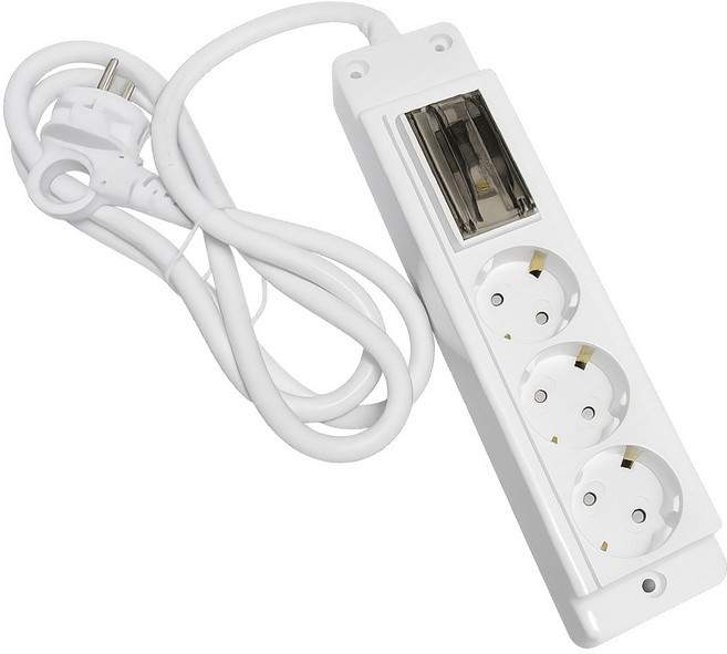 국산 현대 대용량 4000W 3구 누전차단 고용량 멀티탭 냉방기 난방기 대형가전 냉장고 에어컨 전용 콘센트, 1개, 화이트, 3m