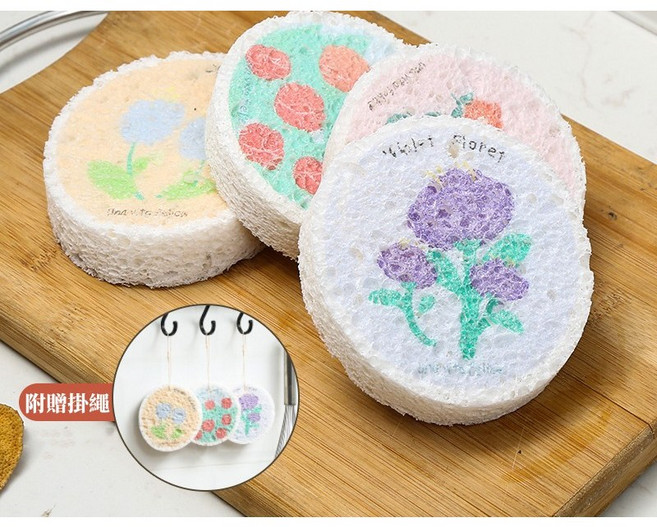 百利木漿棉菜瓜布 - 厚款清潔海綿刷, 1個, 【隨機出貨】厚款-附贈掛繩