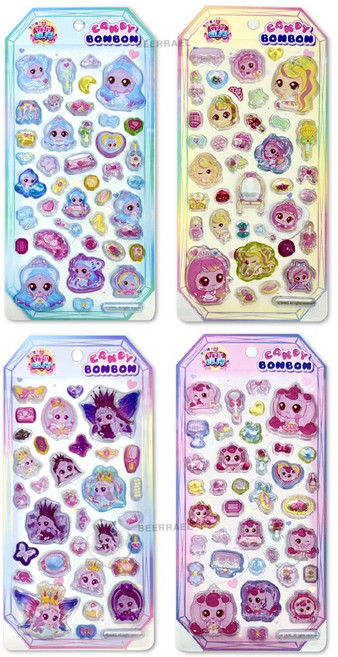 프린세스 캐치 티니핑 캔디 봉봉 스티커 4P 세트 (디자인 중복 없음), 1세트, 혼합색상