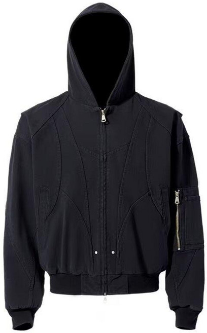 卡其色工裝連帽短款外套男春秋 棒球服美式復古哈靈頓夾克