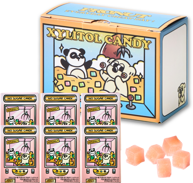 프로넛 무설탕 자일리톨 캔디 복숭아 6개 묶음, 180g, 1세트