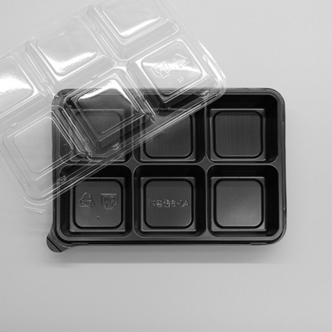 반찬 떡 마카롱 포장용기 AJ 6칸 찬용기 세트, 1개, 600개