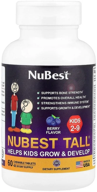 NuBest Tall Kids - Multivitamins & Minerals for Kids Ages 4 to 9 - Fun Animal Shapes, 1개, 60정 - 쿠팡