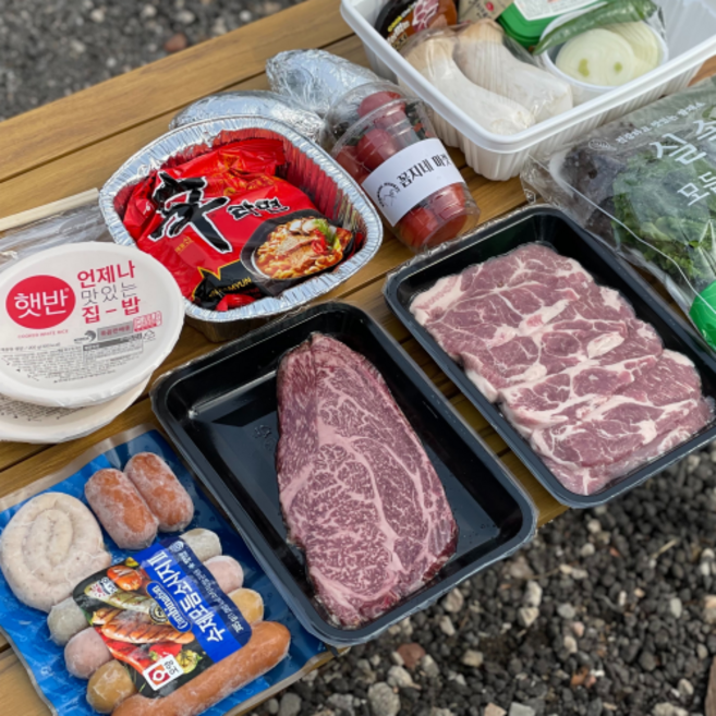 캠핑고기 바베큐세트 캠핑세트 2인 4인 한돈 한우 캠크닉, 4인 한돈세트(삼겹살,목살), 1개, 1.6kg