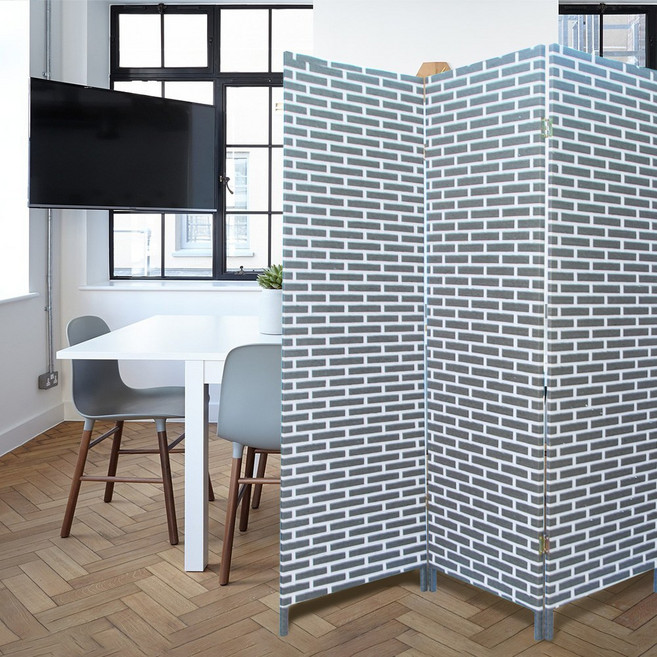 에코팩토리 인테리어 파티션 핸드메이드 라탄 칸막이 공간분리 가벽, [E-대형] 브릭:그레이 높이150x넓이200cm