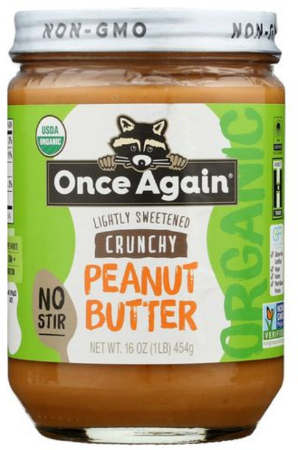 원스 어게인 유기농 크런치 땅콩 버터 16온스. (12개 팩) Once Again Organic Crunchy Peanut Butter 16 Oz. (Pack of 12), 1개, 473ml, 453g