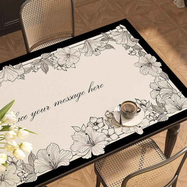 [하이청] 북유럽 식탁 패드 커피 테이블 패드 방수 방오 방열 가죽식탁매트, 1개, 80*130, D