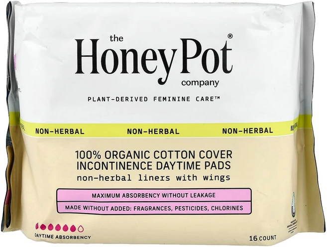 허니팟 컴퍼니 100% 유기농 순면 커버 주간용 요실금 패드 16개입 HNY-00883 - 쿠팡