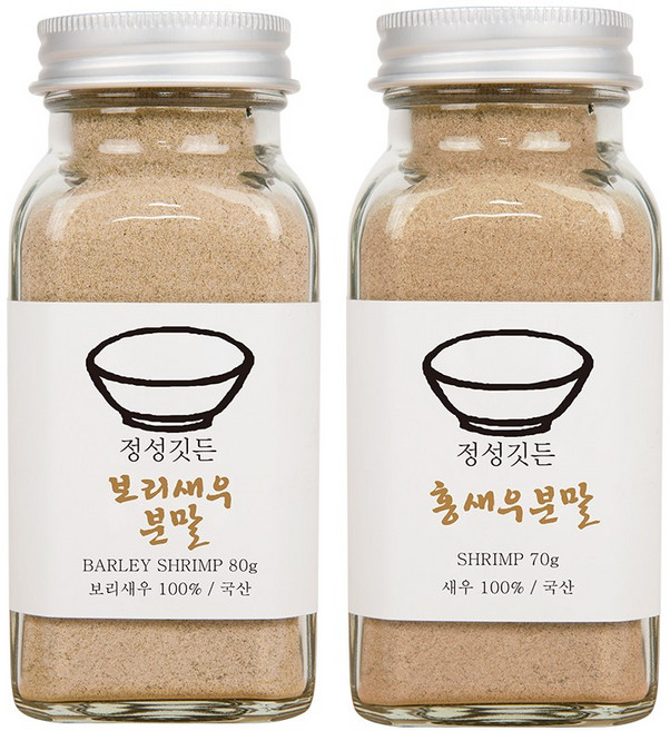 국내산100% 천연조미료 보리새우분말+홍새우분말 가루 2종세트, 1개