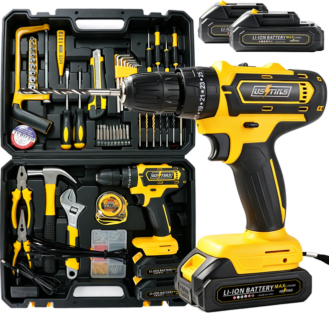 우스틴스 20V 리튬이온 충전 햄머 전동드릴세트 가정용 공구풀세트, 1개