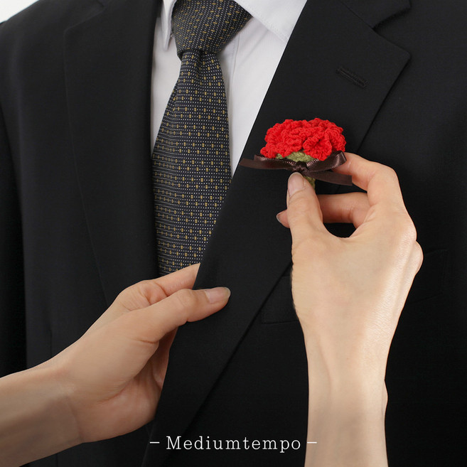 미디엄템포 스승의날 어버이날 뜨개 카네이션 브로치 단품